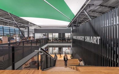 Wingstop Headquarters Workplace interiors Texas Dallas Staircase